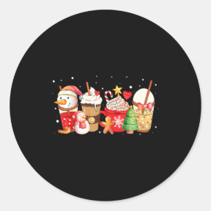 Cute Snowman Coffee Lover Latte Gingerbread Funny Classic Round Sticker