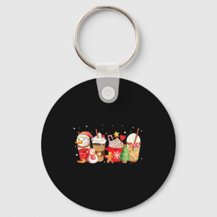 Cute Snowman Coffee Lover Latte Gingerbread Funny Key Ring