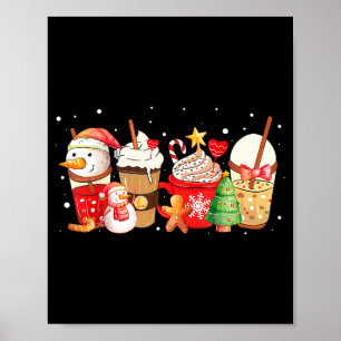 Cute Snowman Coffee Lover Latte Gingerbread Funny  Poster