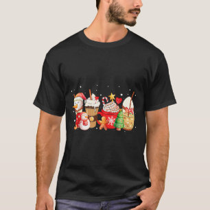 Cute Snowman Coffee Lover Latte Gingerbread Funny  T-Shirt