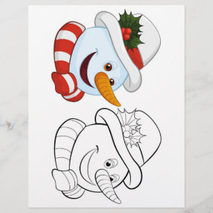 Cute snowman colouring page