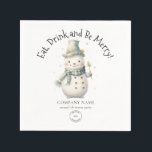 Cute Snowman Company Logo Christmas Party Napkin<br><div class="desc">Cute Snowman Company Logo Christmas Party. For your corporate holiday staff party and festive customer events. With a sweet snowman figure illustration. You can also change the font style and colours if you wish via the Click to Customise Further option. Easily upload your logo and you can even remove the...</div>