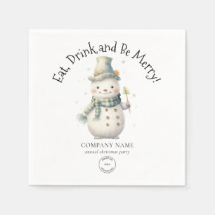 Cute Snowman Company Logo Christmas Party Napkin