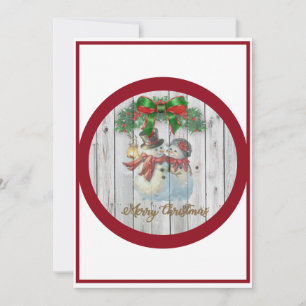 Cute Snowman Couple Christmas Card