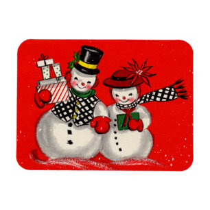 Cute Snowman Couple Magnet