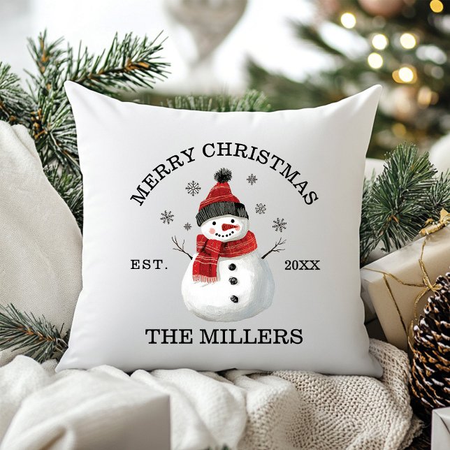Cute Snowman Custom Christmas Cushion (Cute Snowman Custom Christmas Throw Pillow Decoration )