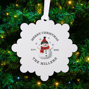 Cute Snowman Custom Christmas Tree Decoration Card