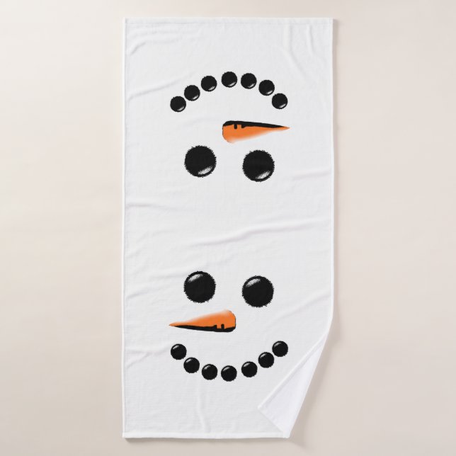 Cute Snowman Face Bath Towel (Bath Towel)