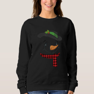 Cute Snowman Face Buffalo Red Plaid Fun Winter Sno Sweatshirt