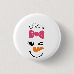 Cute Snowman Face Christmas 3 Cm Round Badge