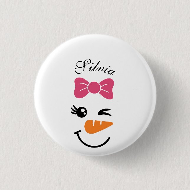 Cute Snowman Face Christmas  3 Cm Round Badge (Front)