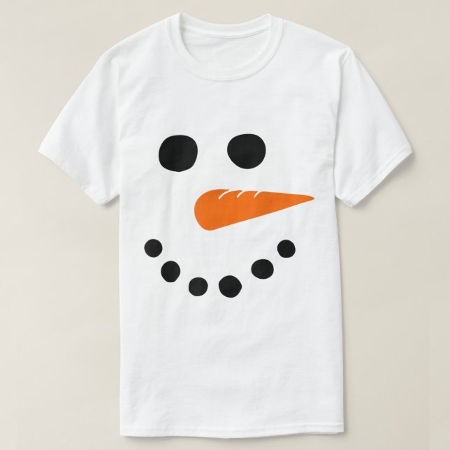 Cute Snowman Face Christmas Design T-Shirt (Design Front)