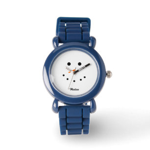 Cute Snowman Face Christmas Personalised Kids Watch