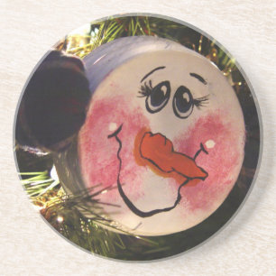 Cute Snowman Face Coaster