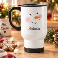 Cute Snowman Face Custom Name Winter Christmas