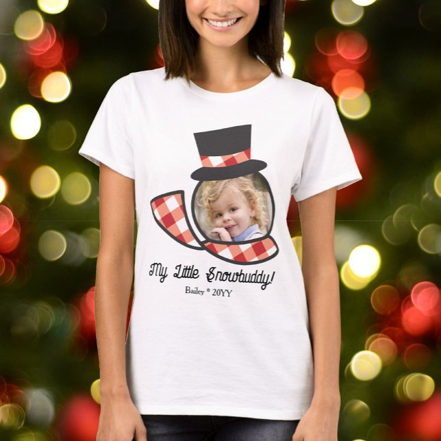 Cute Snowman Face Custom Photo Snowbuddy T-Shirt (Creator Uploaded)