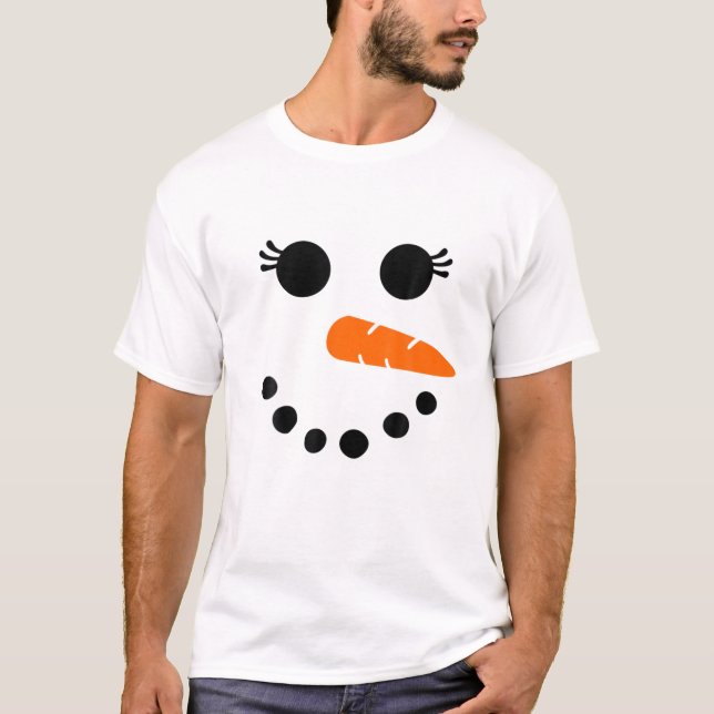 Cute Snowman Face For Womens Girls Eyelashes Chris T-Shirt (Front)