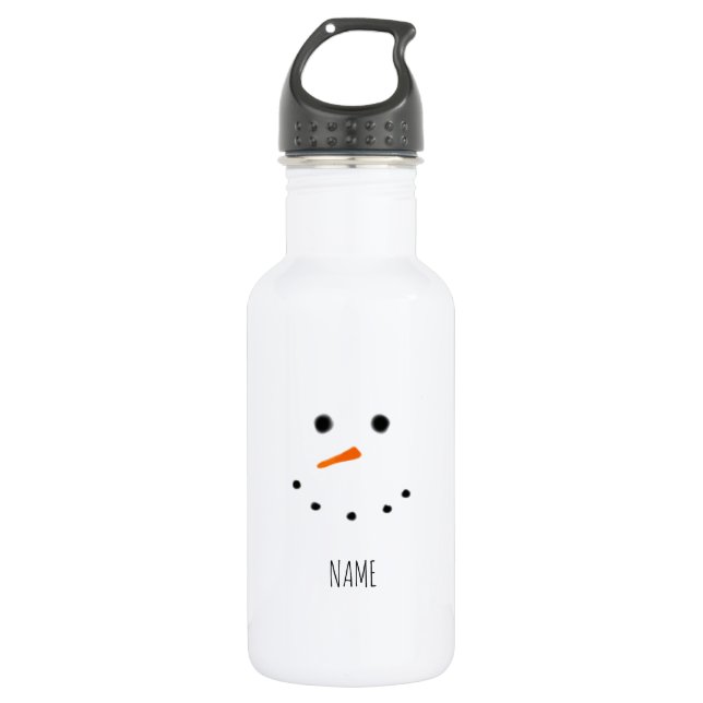 Cute Snowman Face Personalised Kid's 532 Ml Water Bottle (Front)