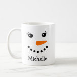 Cute Snowman Face Personalised Name Coffee Mug<br><div class="desc">Get this cute snowman face mug that lets you personalise it with a first name. Makes for a great gift for your loved ones.</div>