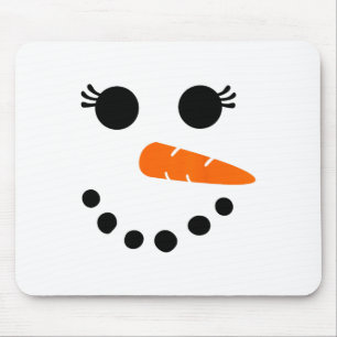Cute Snowman Face Shirt For Womens Girls Eyelashes Mouse Mat