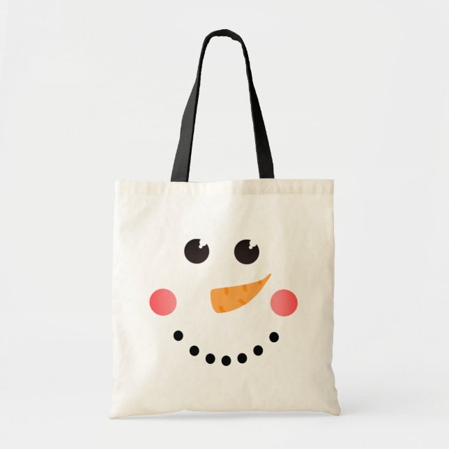 Cute Snowman Face Tote Bag (Front)
