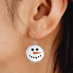 Cute Snowman Face Winter Christmas Earrings<br><div class="desc">These charming earrings feature a cute snowman face that is perfect for wearing during the Christmas and Winter season. The snowman has black coal eyes and mouth and a classic carrot nose.</div>