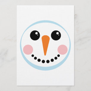Cute Snowman Face Winter Holiday Design Invitation