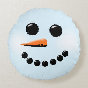 Cute Snowman Face Winter Holiday Snowmen Round Cushion