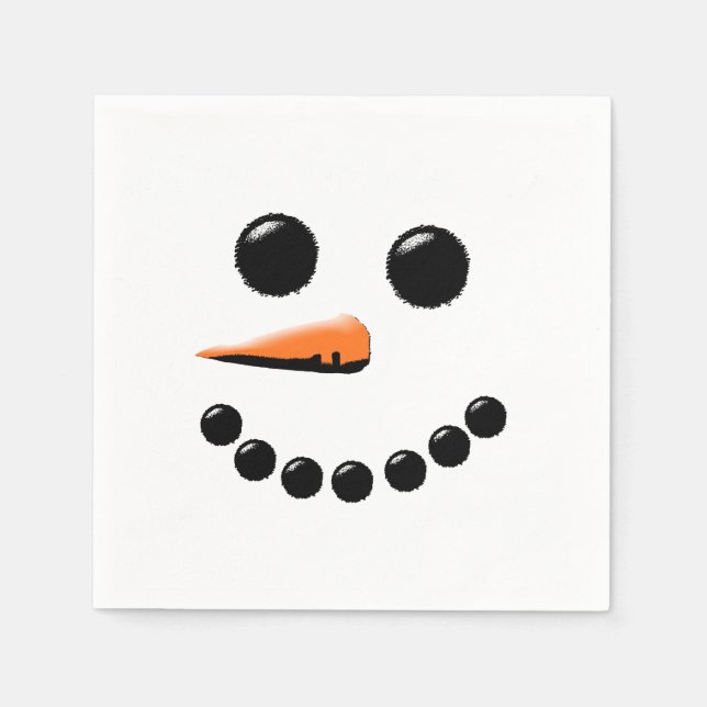 Cute Snowman Face Winter Holiday Snowmen Xmas Napkin (Front)
