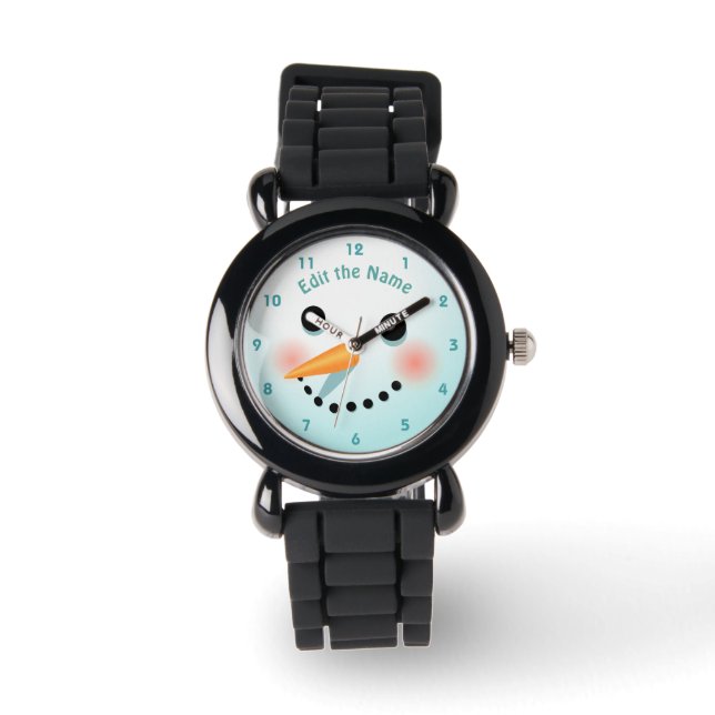Cute Snowman Face With Carrot Nose Watch (Front)