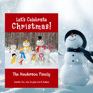 Cute Snowman Family Christmas Add Names Holiday Card
