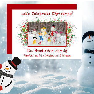 Cute Snowman Family Christmas Add Names Holiday Card