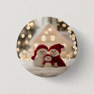 Cute Snowman Family Winter Christmas 3 Cm Round Badge