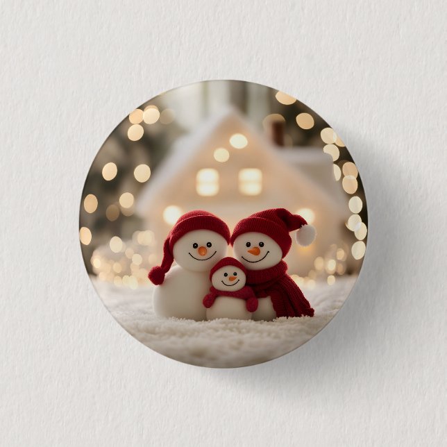 Cute Snowman Family Winter Christmas 3 Cm Round Badge (Front)