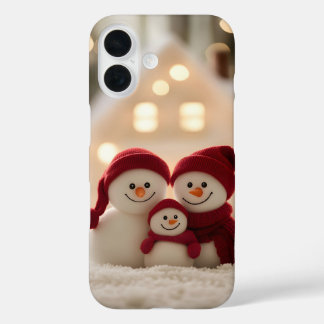 Cute Snowman Family Winter Christmas iPhone 16 Case