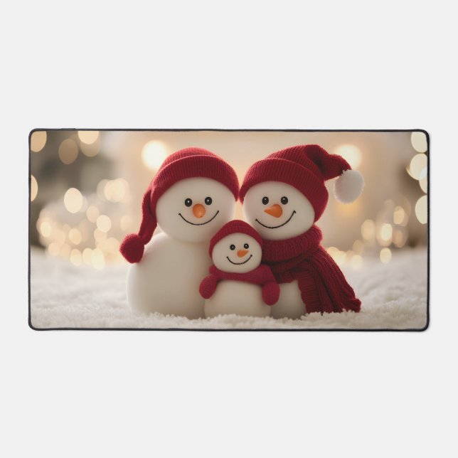 Cute Snowman Family Winter Christmas Desk Mat (Front)
