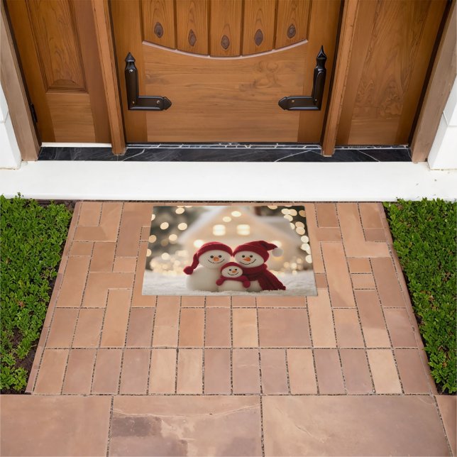 Cute Snowman Family Winter Christmas Doormat (Outdoor)