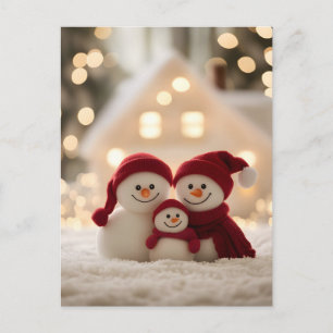 Cute Snowman Family Winter Christmas Holiday Postcard