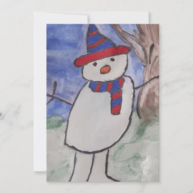 Cute Snowman Flat Christmas Card (Front)