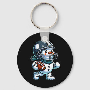 Cute Snowman Football Player Football Christmas Ki Key Ring