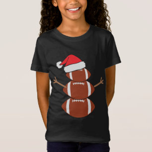 Cute Snowman Football Rugby Funny Christmas T-Shirt