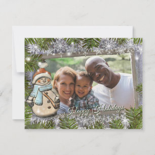 Cute snowman frame photo holiday card