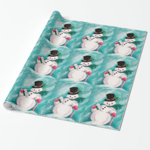 Cute Snowman Girl Wrapping Paper