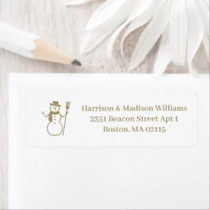 Cute snowman gold white custom Return Address