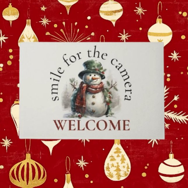 Cute Snowman Holiday Christmas Wishes Doormat (Spread holiday cheer with Brett's Cute Snowman Doormat! )