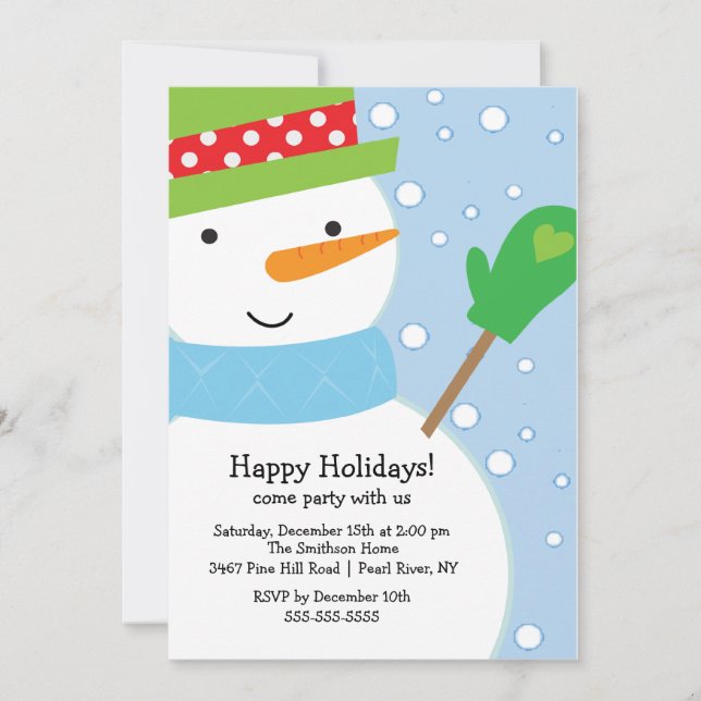Cute Snowman Holiday Party Invitation (Front)