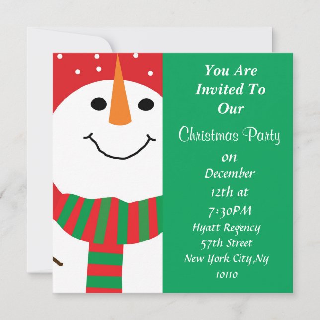 Cute Snowman Holiday PARTY Invitation All Occasion (Front)