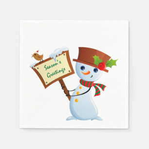 Cute Snowman Holiday Party Paper Napkin Set