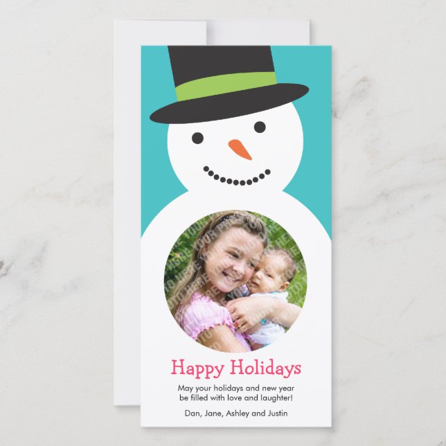 Cute Snowman Holiday Photo Card (Front)