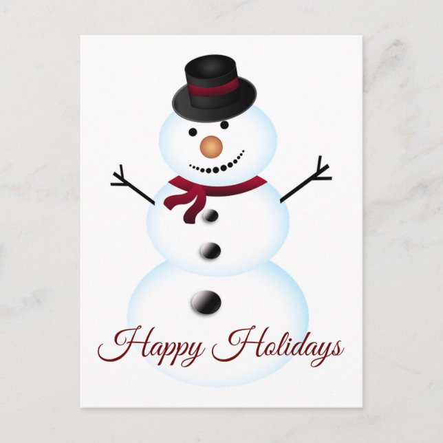 Cute Snowman Holiday Postcard (Front)
